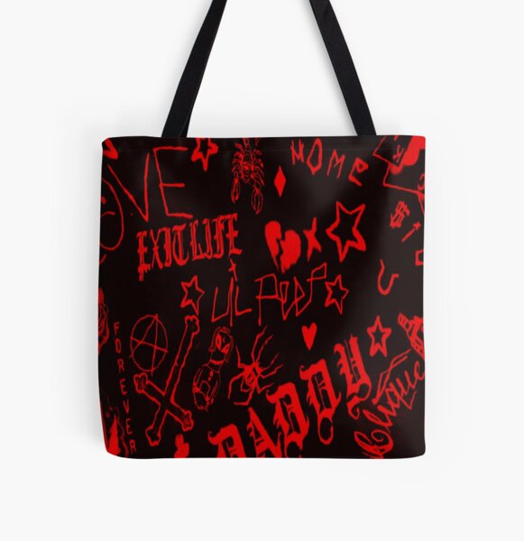 Lil Peep Pattern 2 x Blood Red All Over Print Tote Bag RB1510 product Offical Lil Peep Merch