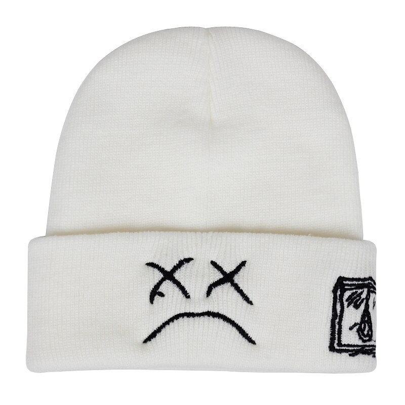 brand lil peep beanie cap sad boy face knitted hat for winter 6021 - Lil Peep Store