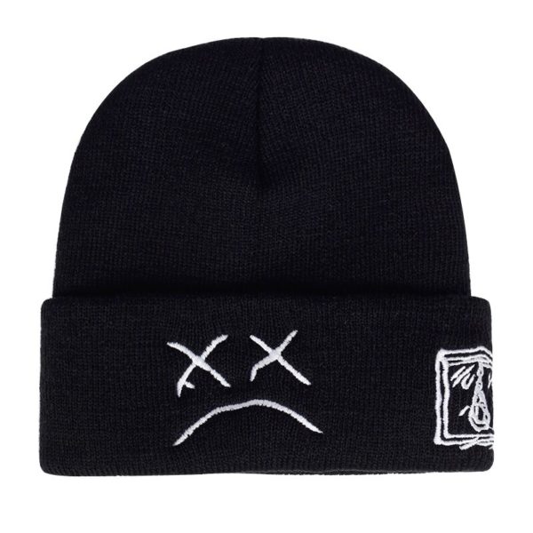 brand lil peep beanie cap sad boy face knitted hat for winter 6181 - Lil Peep Store