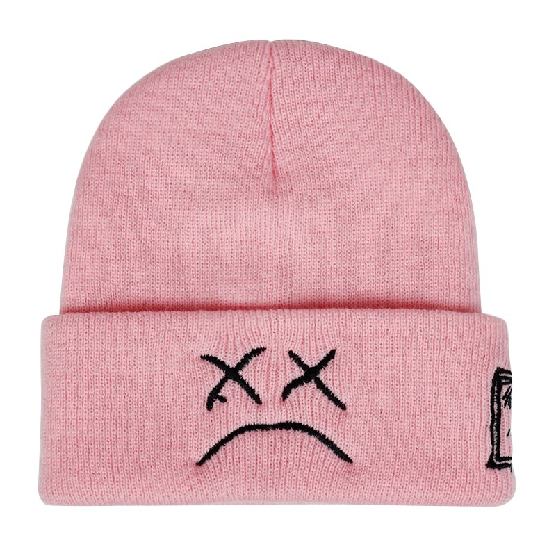 brand lil peep beanie cap sad boy face knitted hat for winter 8538 - Lil Peep Store