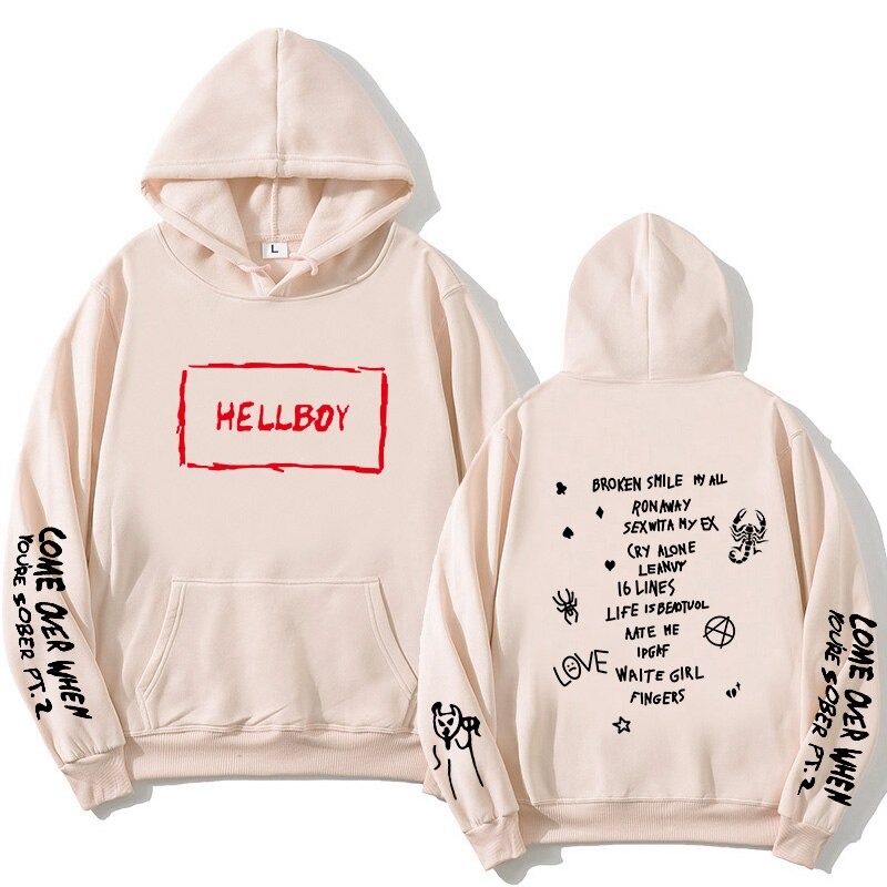 come over when you’re sober pt2– sad face hoodie 8843 - Lil Peep Store