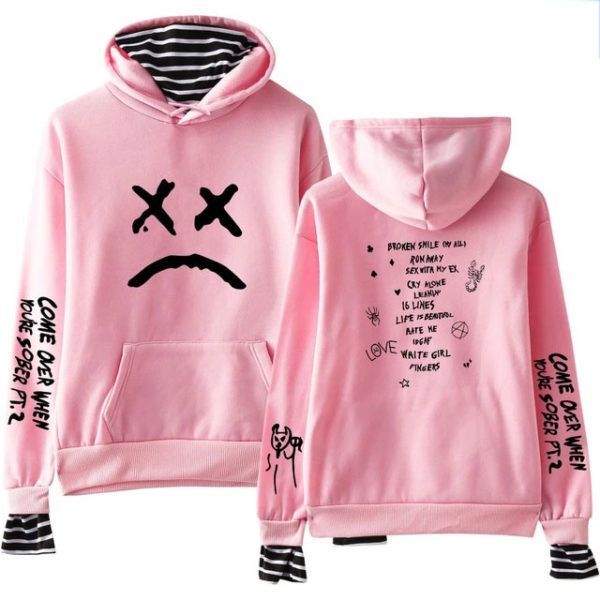 come over when you’re sober – sad face two piece hoodie 2162 - Lil Peep Store