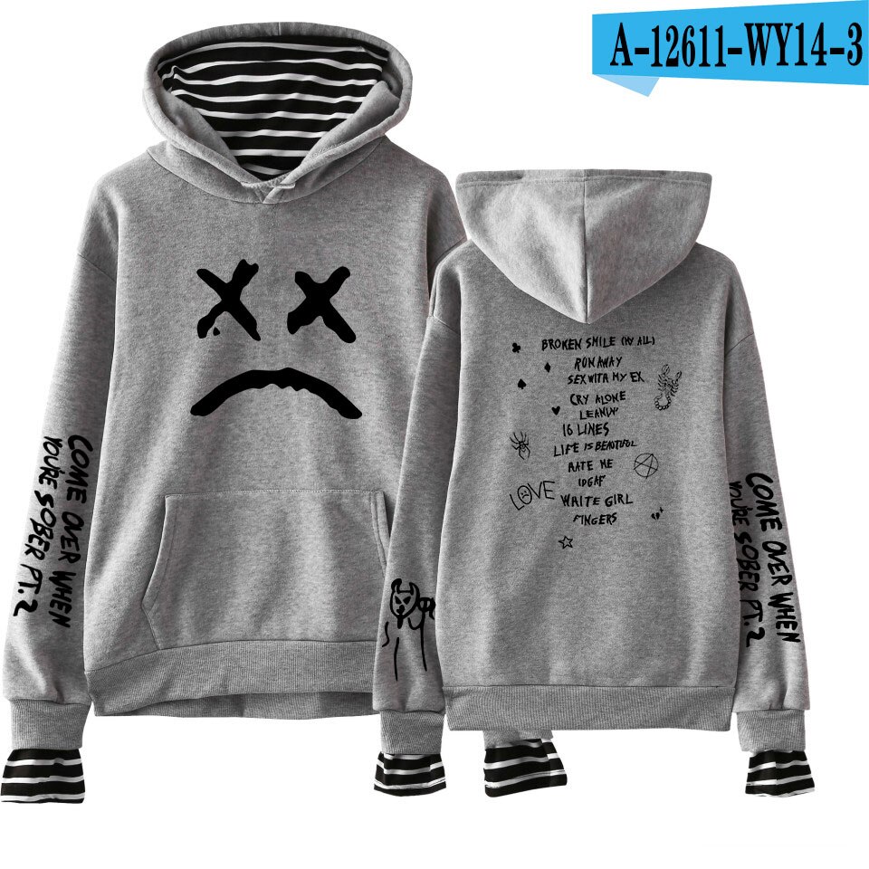 lil peep print fake two pieces sweatshirts hoodies 2274 - Lil Peep Store