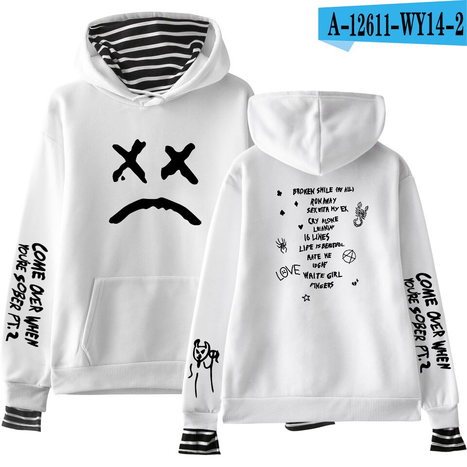 lil peep print fake two pieces sweatshirts hoodies 5994 - Lil Peep Store