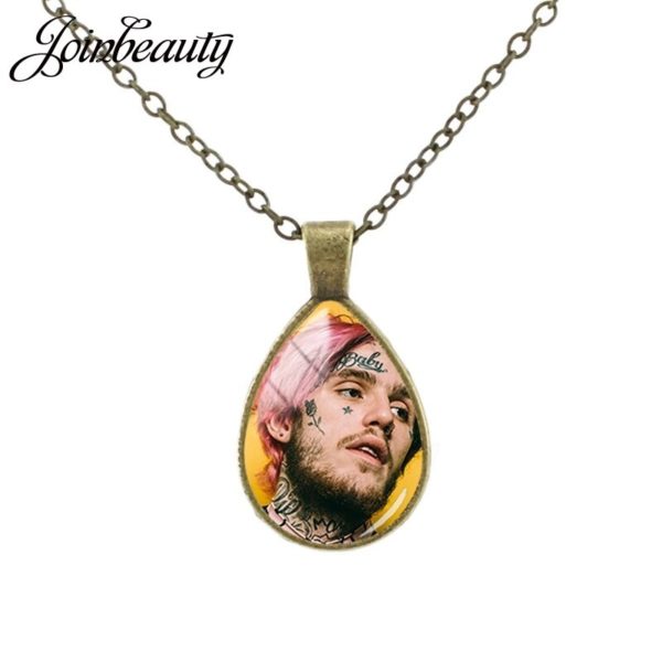 lil peep rap singer photo tear drop pendant necklace 4419 - Lil Peep Store