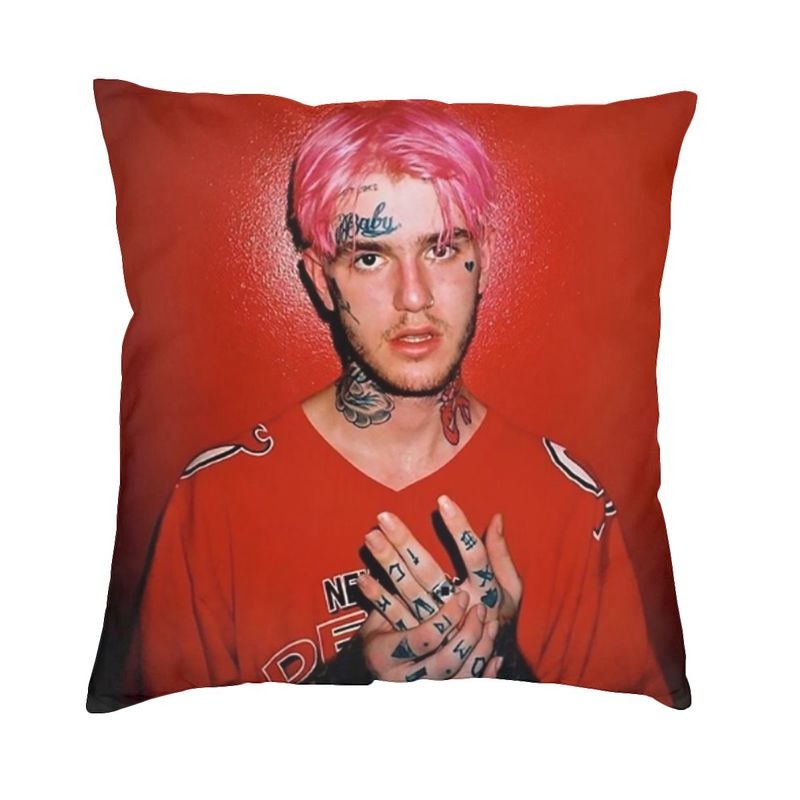 lil peep red tribut throw pillow cover 2674 - Lil Peep Store