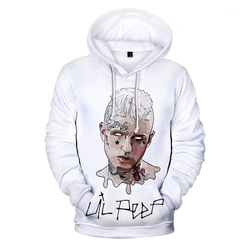 lil peep white crybaby 3d graphic hoodie 7785 - Lil Peep Store