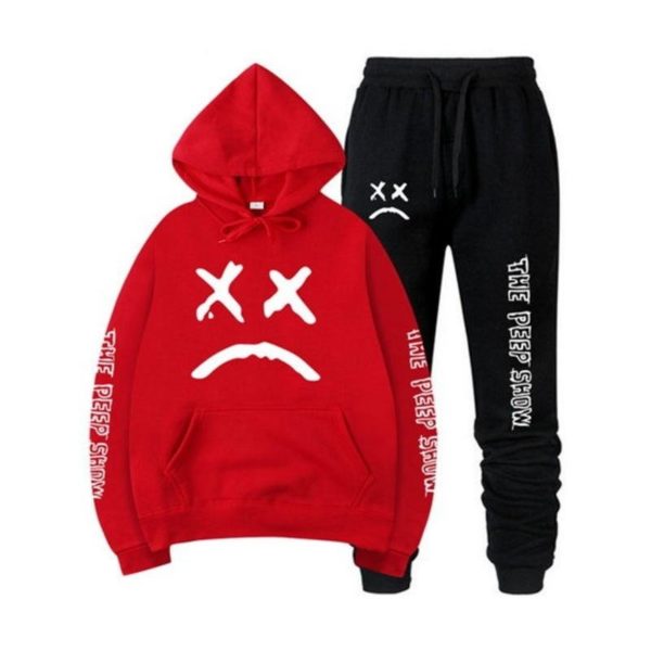 sad face hoodie &amp sweatpants 1081 - Lil Peep Store