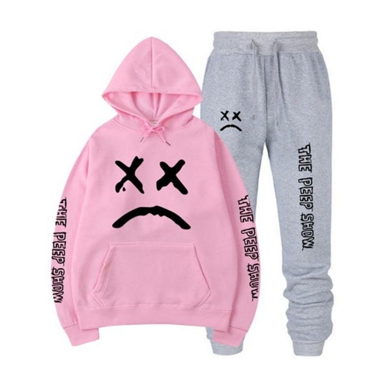 sad face hoodie &amp sweatpants 2319 - Lil Peep Store