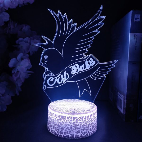 3D Cry Baby lil peep Dove Shape LED Anime Lamp Cute Acrylic Night Lamp RGB Flashing - Lil Peep Store